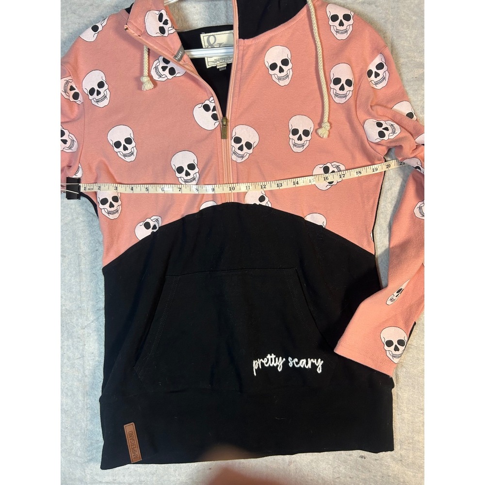 Ampersand Avenue Skull Print Pink Black Hoodie Womens M - Picture 4 of 8
